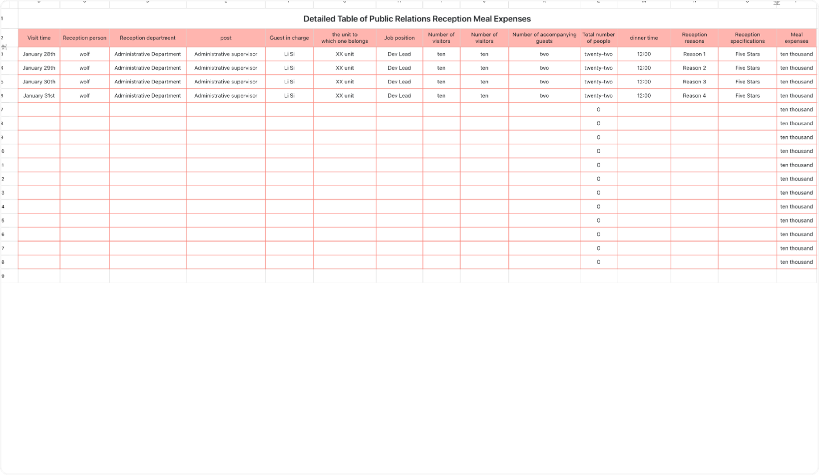 Pr reception dining fee schedule 1